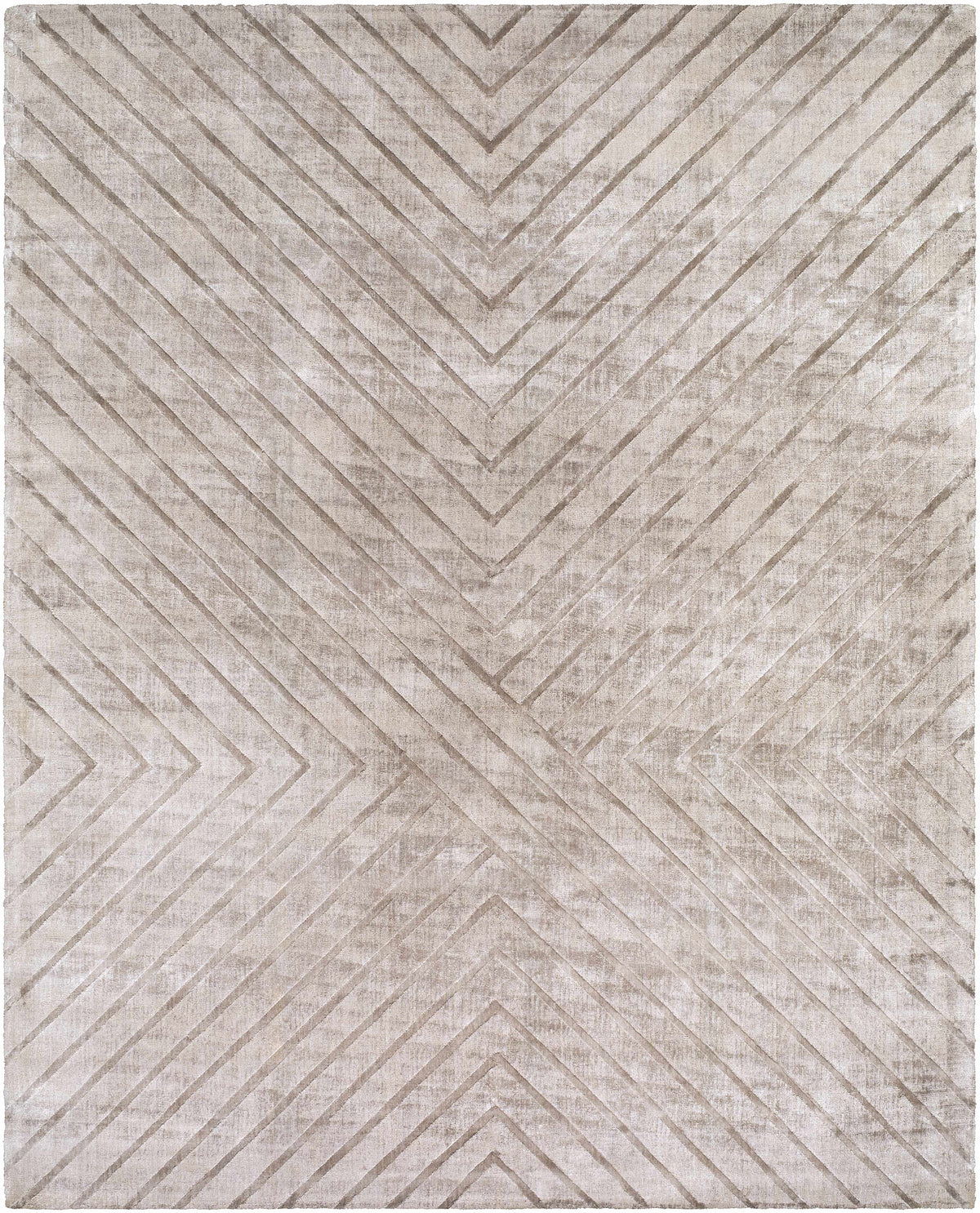 Tavran Taupe Subtle Linear Texture Cottage Farmhouse Viscose Handmade Area Rug - Clearance - Ornate Home