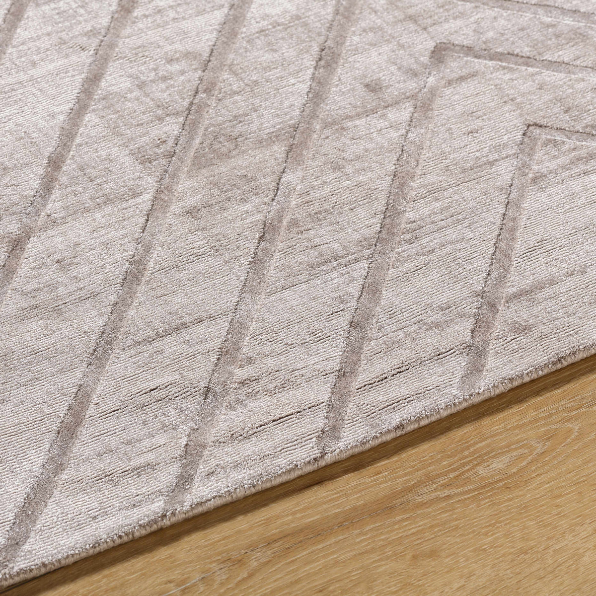 Tavran Taupe Subtle Linear Texture Cottage Farmhouse Viscose Handmade Area Rug - Clearance - Ornate Home
