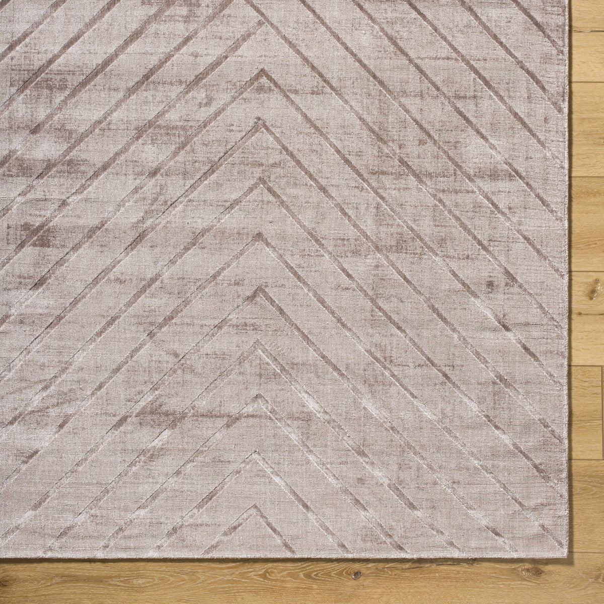 Tavran Taupe Subtle Linear Texture Cottage Farmhouse Viscose Handmade Area Rug - Clearance - Ornate Home