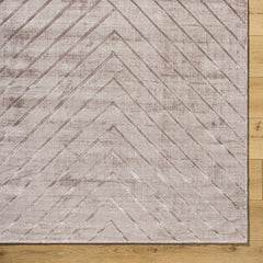 Tavran Taupe Subtle Linear Texture Cottage Farmhouse Viscose Handmade Area Rug - Clearance - Ornate Home