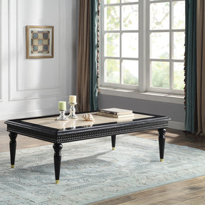 Tayden Natural/Black Coffee Table w/ Marble Top - Ornate Home