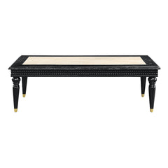 Tayden Natural/Black Coffee Table w/ Marble Top - Ornate Home