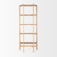Taylin Light Brown Solid Wood Open Bookshelf