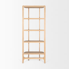 Taylin Light Brown Solid Wood Open Bookshelf