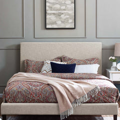 Taylor Beige Upholstered Linen Fabric King and California King Headboard - Ornate Home