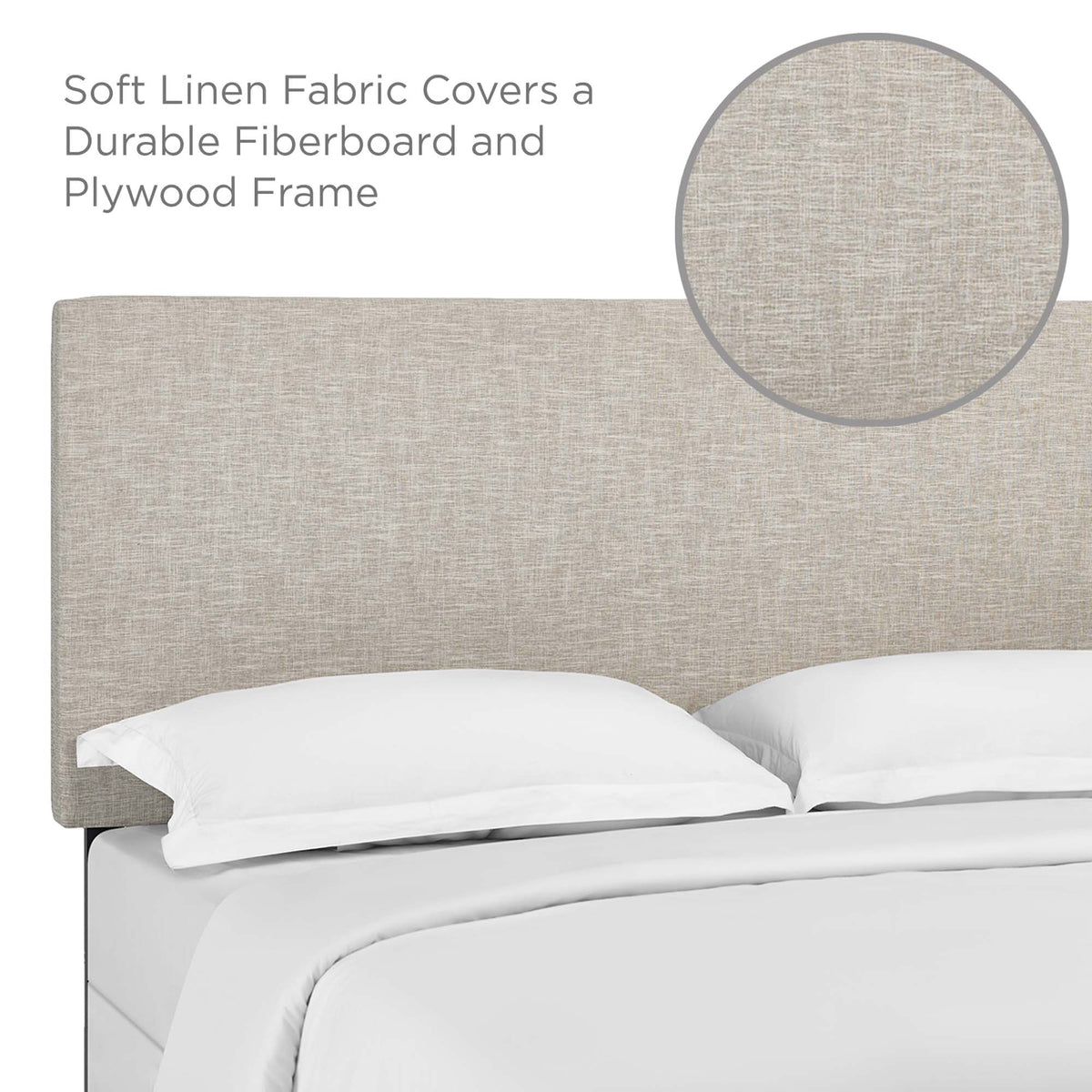 Taylor Beige Upholstered Linen Fabric King and California King Headboard - Ornate Home