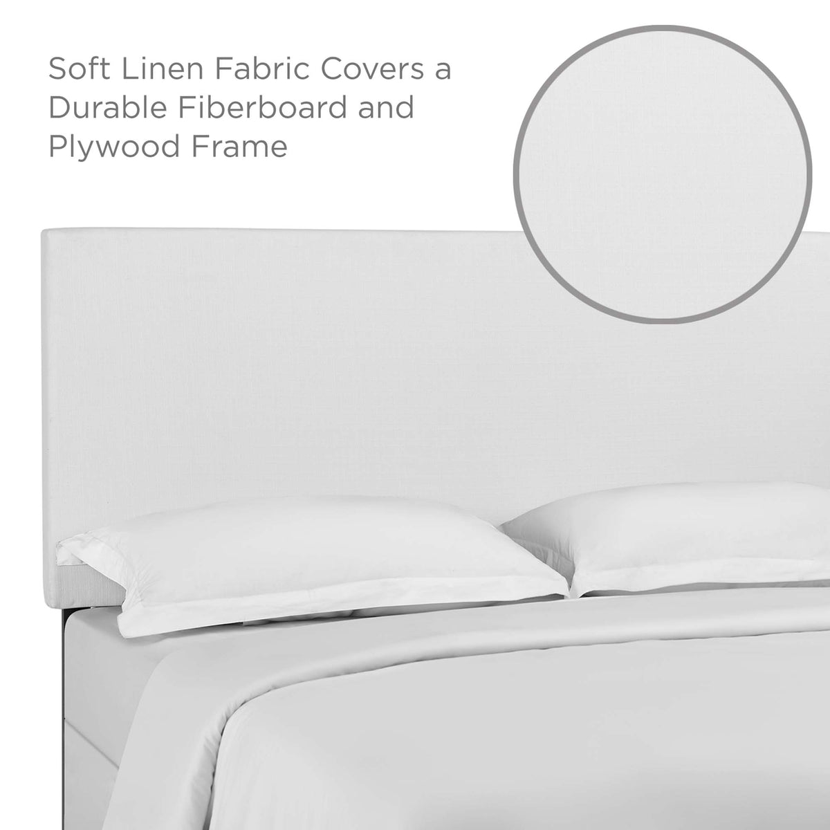 Taylor White Upholstered Linen Fabric King and California King Headboard - Ornate Home