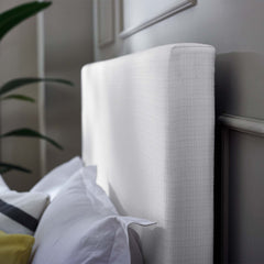 Taylor White Upholstered Linen Fabric King and California King Headboard - Ornate Home