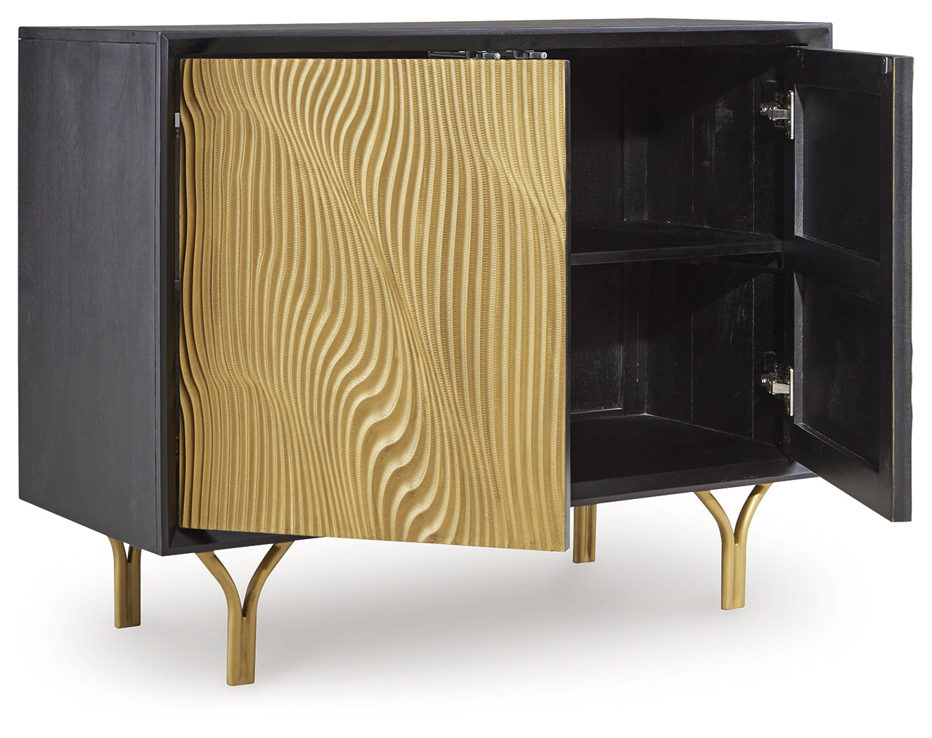 Tayner Black/Gold Finish Accent Cabinet (Online Special Price) - Ornate Home