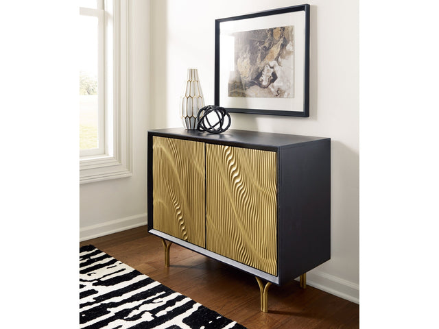 Tayner Black/Gold Finish Accent Cabinet - Ornate Home