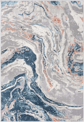 Tayport Blue Marble Rug - Clearance - Ornate Home