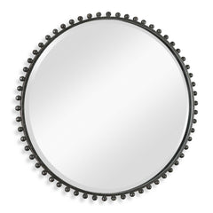 Taza Black Round Iron Mirror - Ornate Home