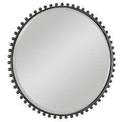 Taza Black Round Iron Mirror - Ornate Home