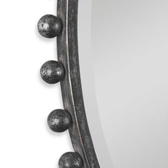 Taza Black Round Iron Mirror - Ornate Home