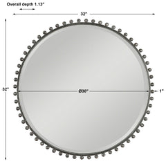 Taza Black Round Iron Mirror - Ornate Home