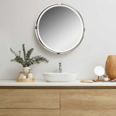 Tazlina Brushed Nickel Round Mirror - Ornate Home