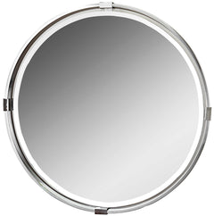 Tazlina Brushed Nickel Round Mirror - Ornate Home