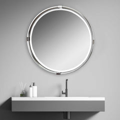 Tazlina Brushed Nickel Round Mirror - Ornate Home