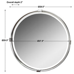 Tazlina Brushed Nickel Round Mirror - Ornate Home
