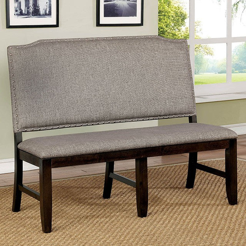 Teagan Dark Walnut/Gray Bench - Ornate Home