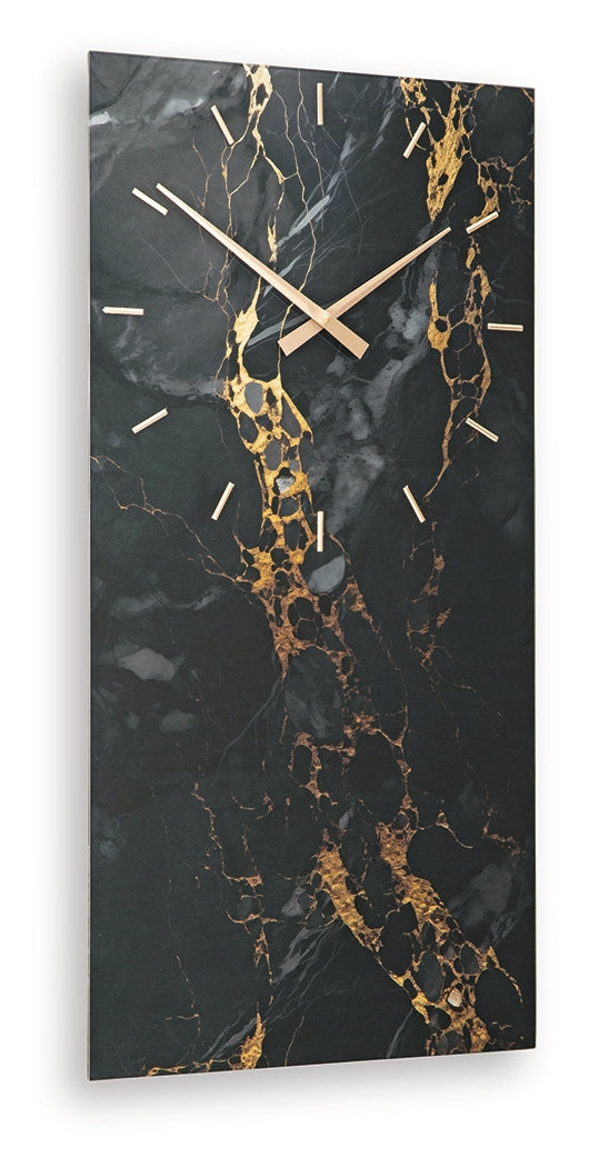 Teague Black/Gold Wall Clock (Online Special Price) - Ornate Home