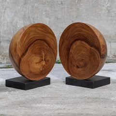 Teak And Noir Brown Bookends (Set of 2) - Ornate Home