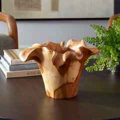 Teak Flow Brown Natural Outdoor Bowl - Ornate Home