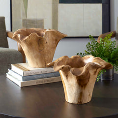 Teak Flow Brown Natural Outdoor Bowl - Ornate Home