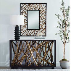 Teak Maze Brown/Woodtone Rectangle Mirror - Ornate Home