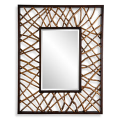 Teak Maze Brown/Woodtone Rectangle Mirror - Ornate Home