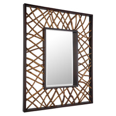 Teak Maze Brown/Woodtone Rectangle Mirror - Ornate Home