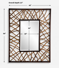 Teak Maze Brown/Woodtone Rectangle Mirror - Ornate Home