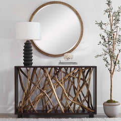 Teak Maze Woodtone Console Table - Ornate Home