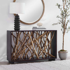 Teak Maze Woodtone Console Table - Ornate Home