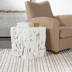 Teak Root White Bunching Cube - Ornate Home