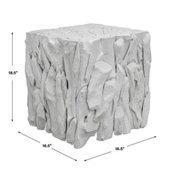 Teak Root White Bunching Cube - Ornate Home