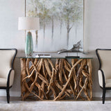 Teak Wood Woodtone Console - Ornate Home