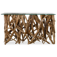 Teak Wood Woodtone Console - Ornate Home