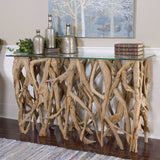 Teak Wood Woodtone Console - Ornate Home