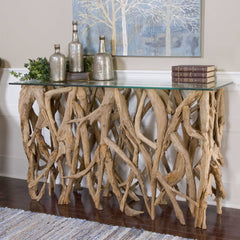 Teak Wood Woodtone Console - Ornate Home