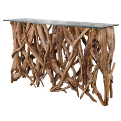 Teak Wood Woodtone Console - Ornate Home