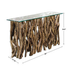 Teak Wood Woodtone Console - Ornate Home