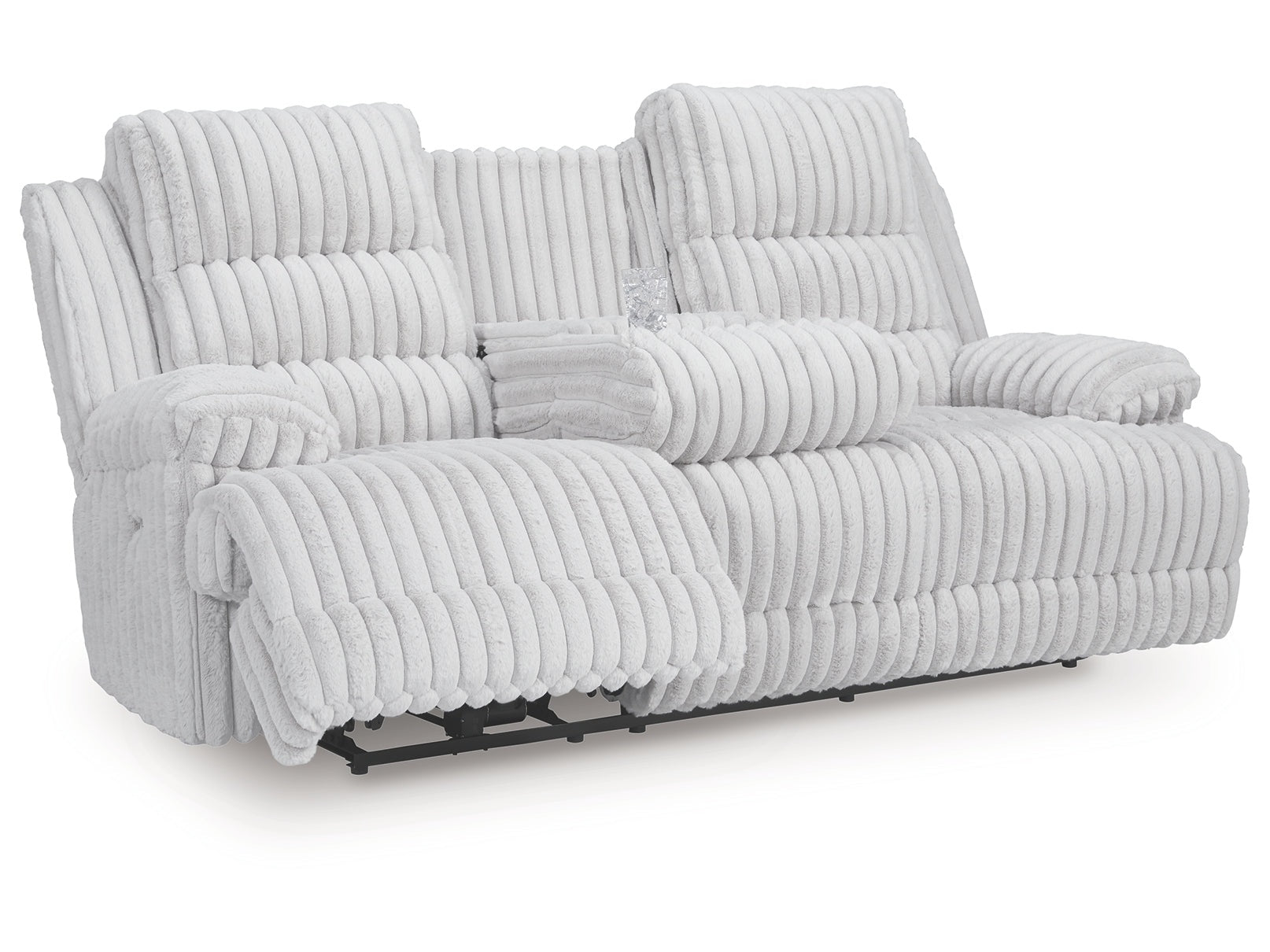 Technique Alloy Power Reclining Sofa with Drop Down Table - Ornate Home