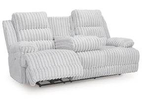 Technique Alloy Power Reclining Sofa with Drop Down Table - Ornate Home