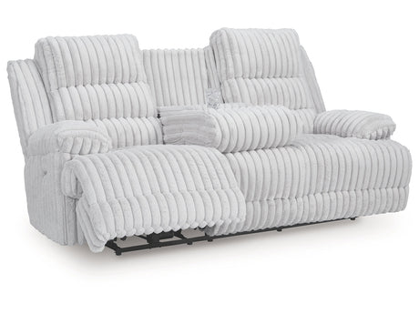 Technique Alloy Power Reclining Sofa with Drop Down Table - Ornate Home