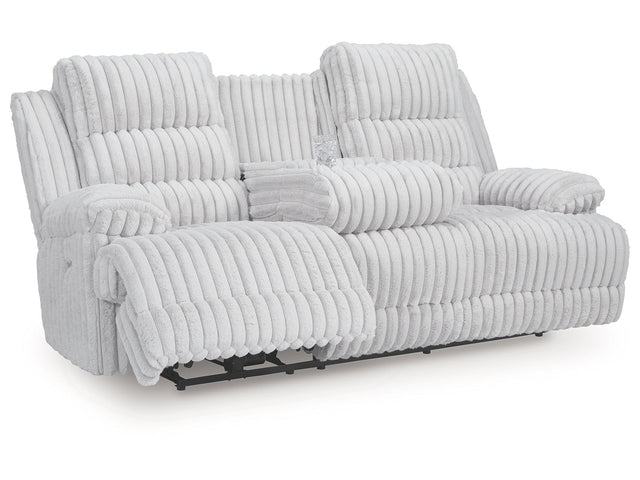 Technique Alloy Power Reclining Sofa with Drop Down Table - Ornate Home