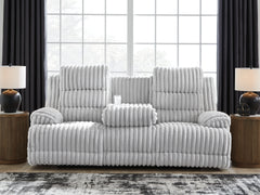 Technique Alloy Power Reclining Sofa with Drop Down Table - Ornate Home