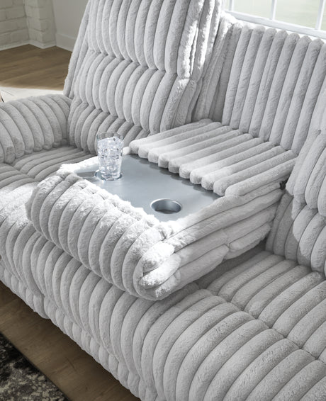 Technique Alloy Power Reclining Sofa with Drop Down Table - Ornate Home