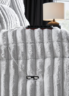 Technique Alloy Power Reclining Sofa with Drop Down Table - Ornate Home