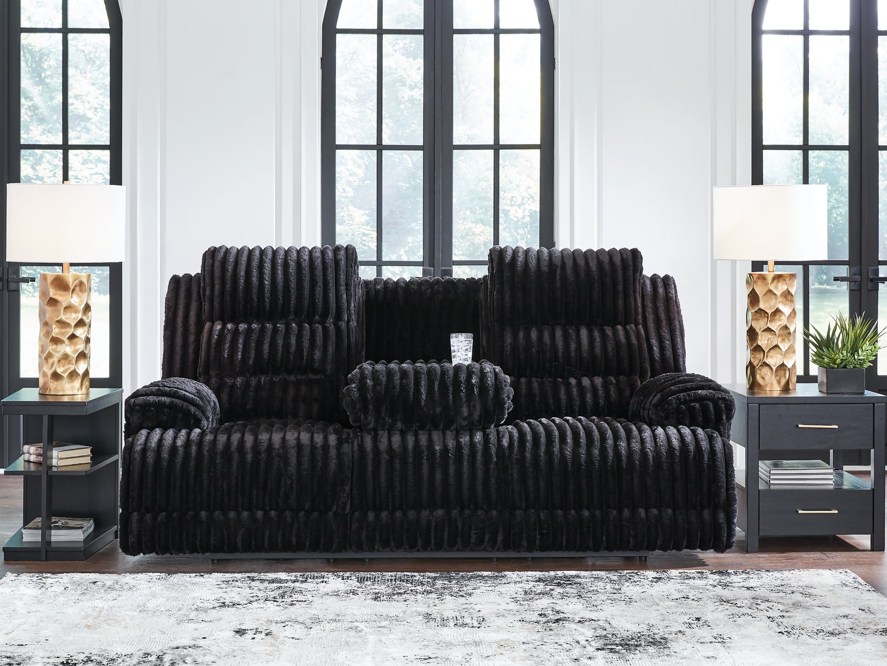 Technique Onyx Power Reclining Sofa with Drop Down Table - Ornate Home